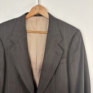 VTG Oscar De La Renta Mens 37 S Blazer Sport Jacket Coat Striped Brown